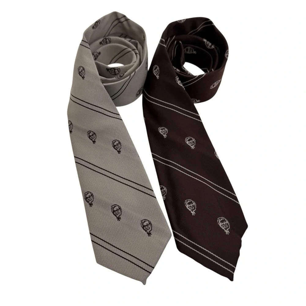 Vintage Wasserstorm Kentucky Fried Chicken Colonel Sanders Set 2 Neck Ties KFC
